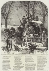 Escena de camino rural en invierno